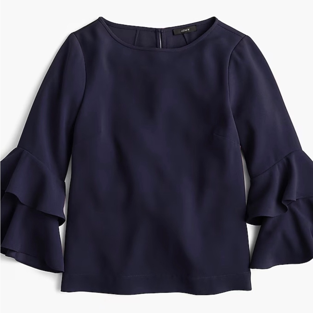 J. Crew Navy Tiered Bell Sleeve Top- Size 16